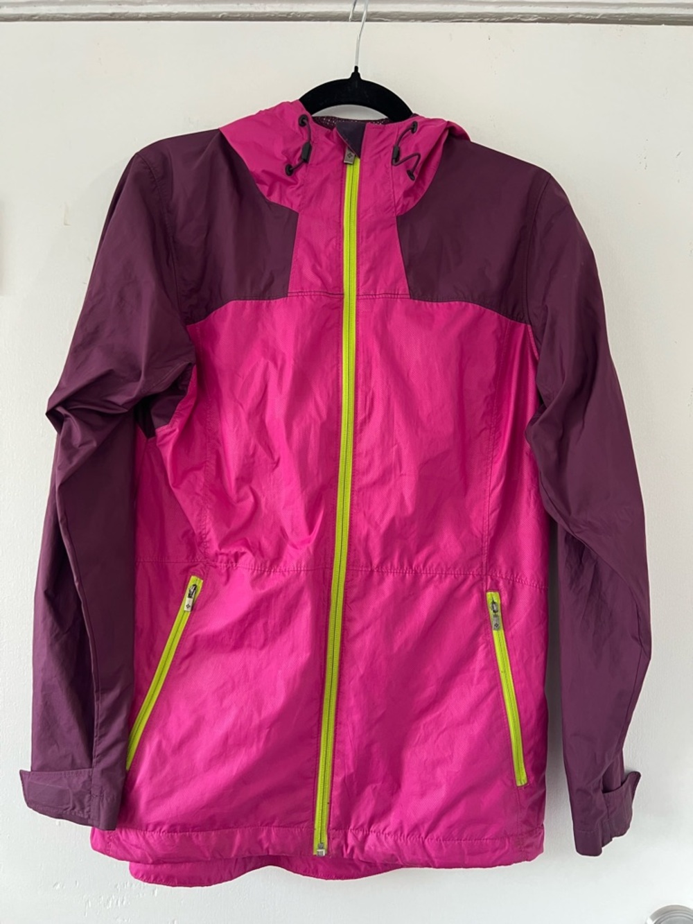 Columbia Women's Hot Pink and Plum Hooded Ski Jacket with Lime Zippers